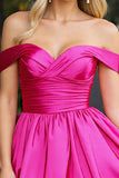 Off The Shoulder Pink Satin A Line Homecoming Dress