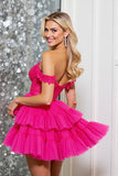 Off The Shoulder Pink Corset A Line Homecoming Dress