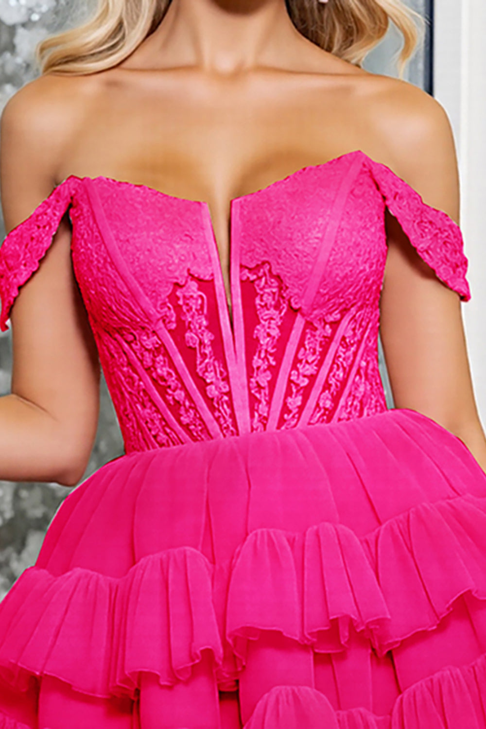 Off The Shoulder Pink Corset A Line Homecoming Dress
