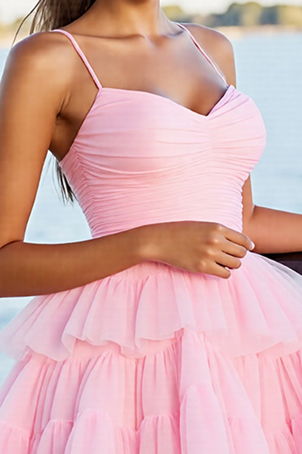 Pink Ruched A Line Short Homecoming Dress