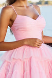 Pink Ruched A Line Short Homecoming Dress