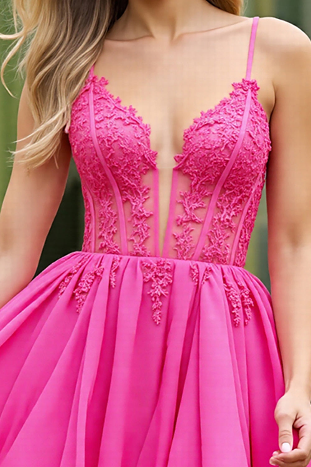 Pink Corset Appliqued A Line Homecoming Dress