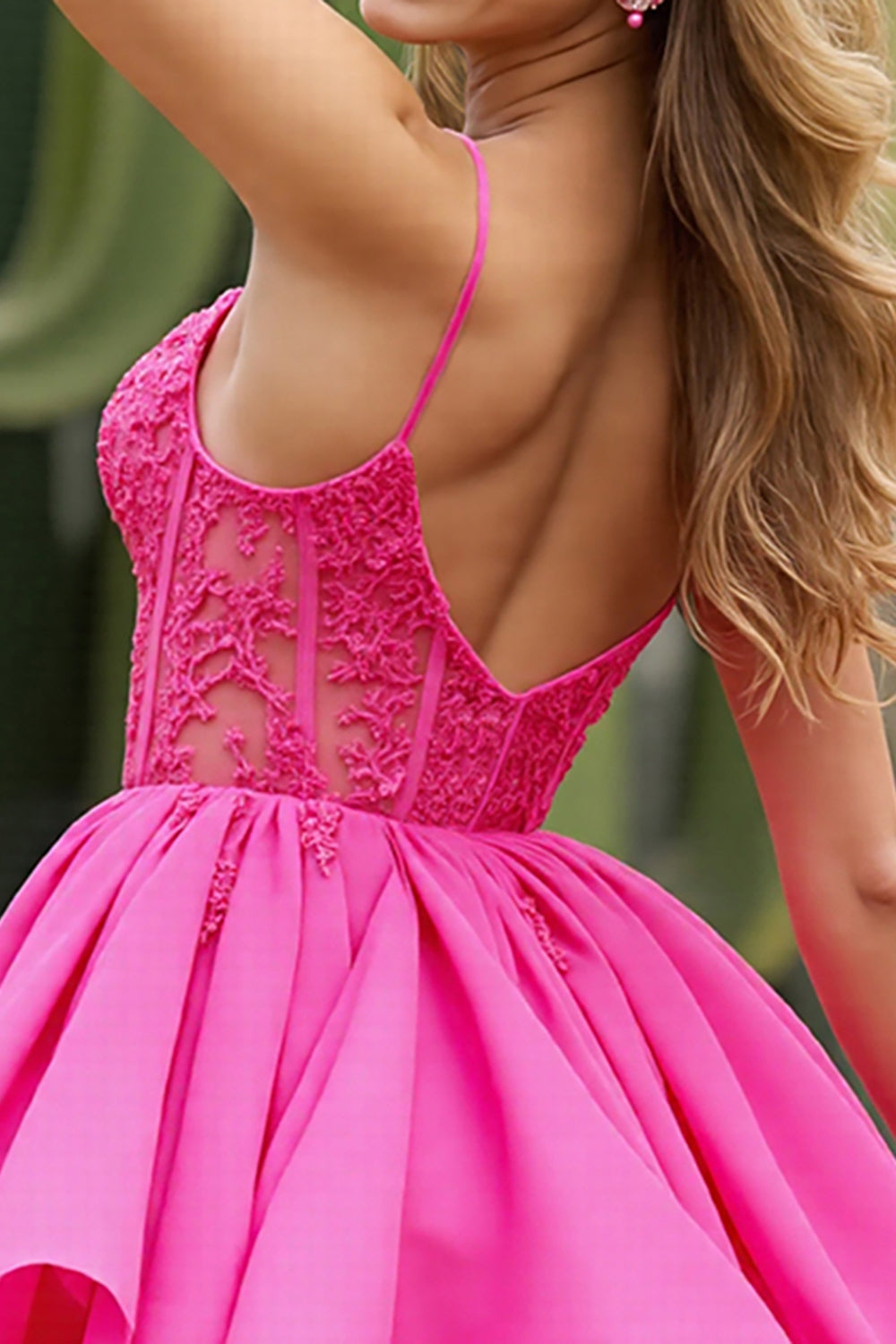 Pink Corset Appliqued A Line Homecoming Dress