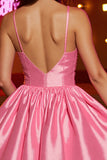 Pink Satin A Line Short Homecoming Dress