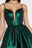 Satin Green A Line Short Homecoming Dress