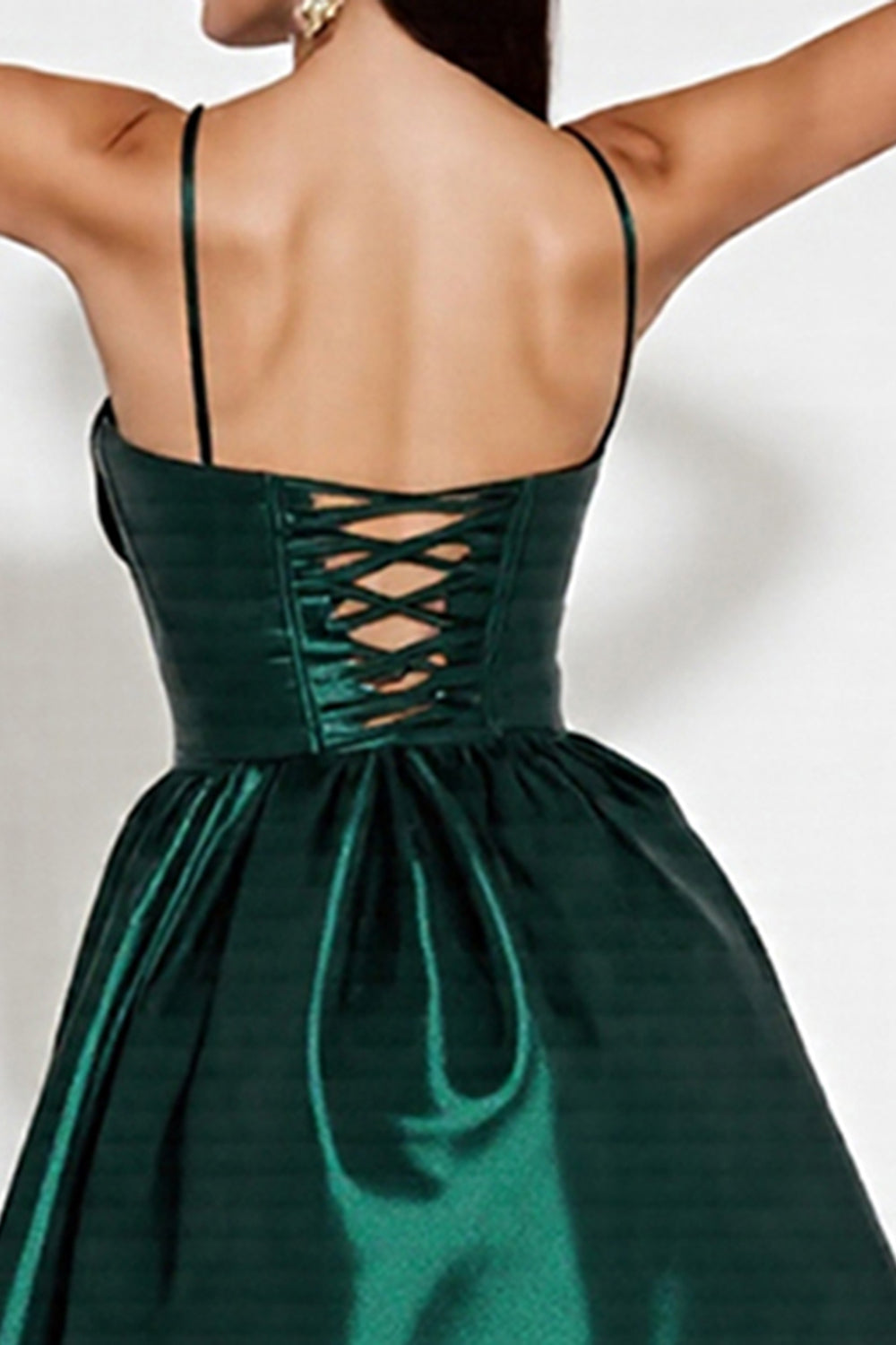 Satin Green A Line Short Homecoming Dress