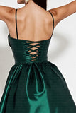 Satin Green A Line Short Homecoming Dress