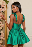Dark Green Satin A Line Homecoming Dress