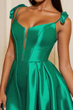 Dark Green Satin A Line Homecoming Dress