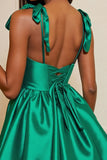 Dark Green Satin A Line Homecoming Dress