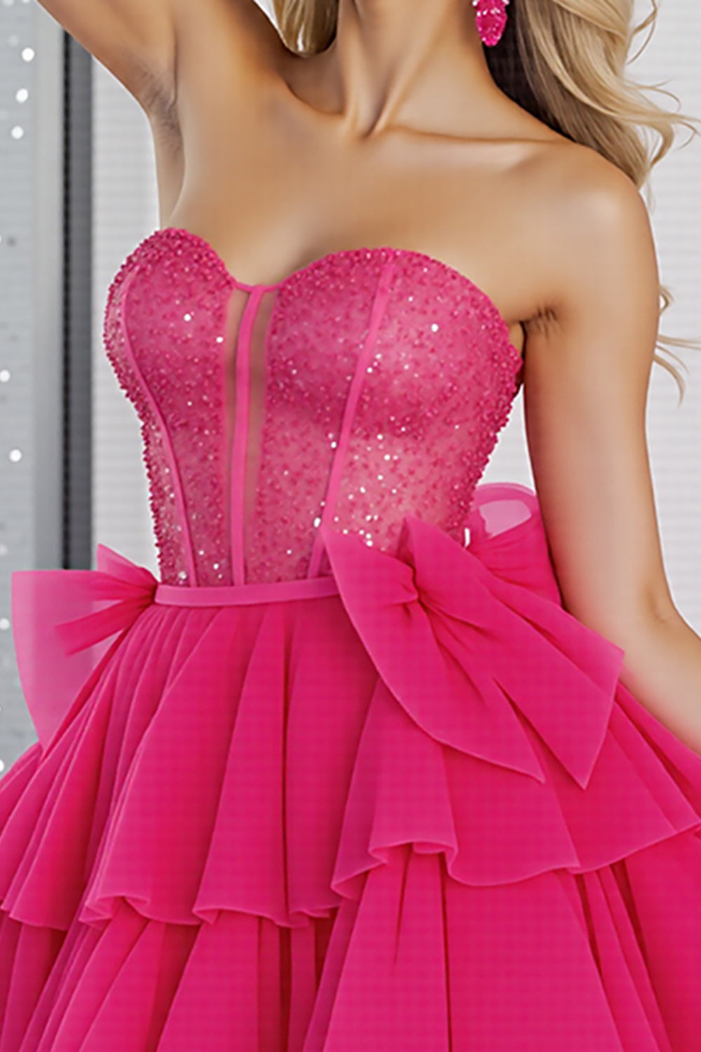 Strapless Pink A Line Homecoming Dress with Beading