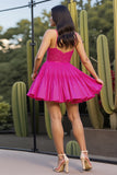 Pink A Line Spaghetti Straps Homecoming Dress with Appliques