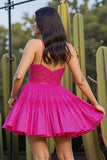 Pink A Line Spaghetti Straps Homecoming Dress with Appliques