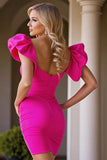 Fuchsia Ruched Bodycon Homecoming Dress