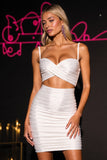 White Cut Out Ruched Homcoming Dress