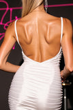 White Cut Out Ruched Homcoming Dress