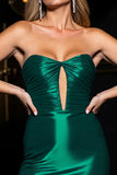 Satin Dark Green Strapless Homecoming Dress with Hollow Out