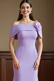 Mermaid Off The Shoulder Lilac Formal Dress with 3D Flowers