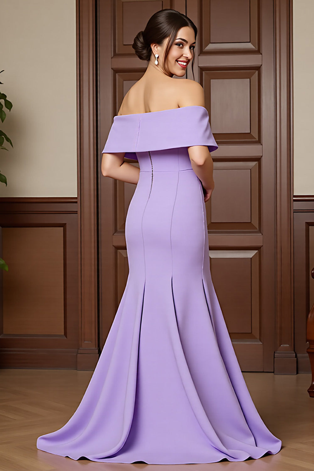 Mermaid Off The Shoulder Appliqued Lilac Formal Dress