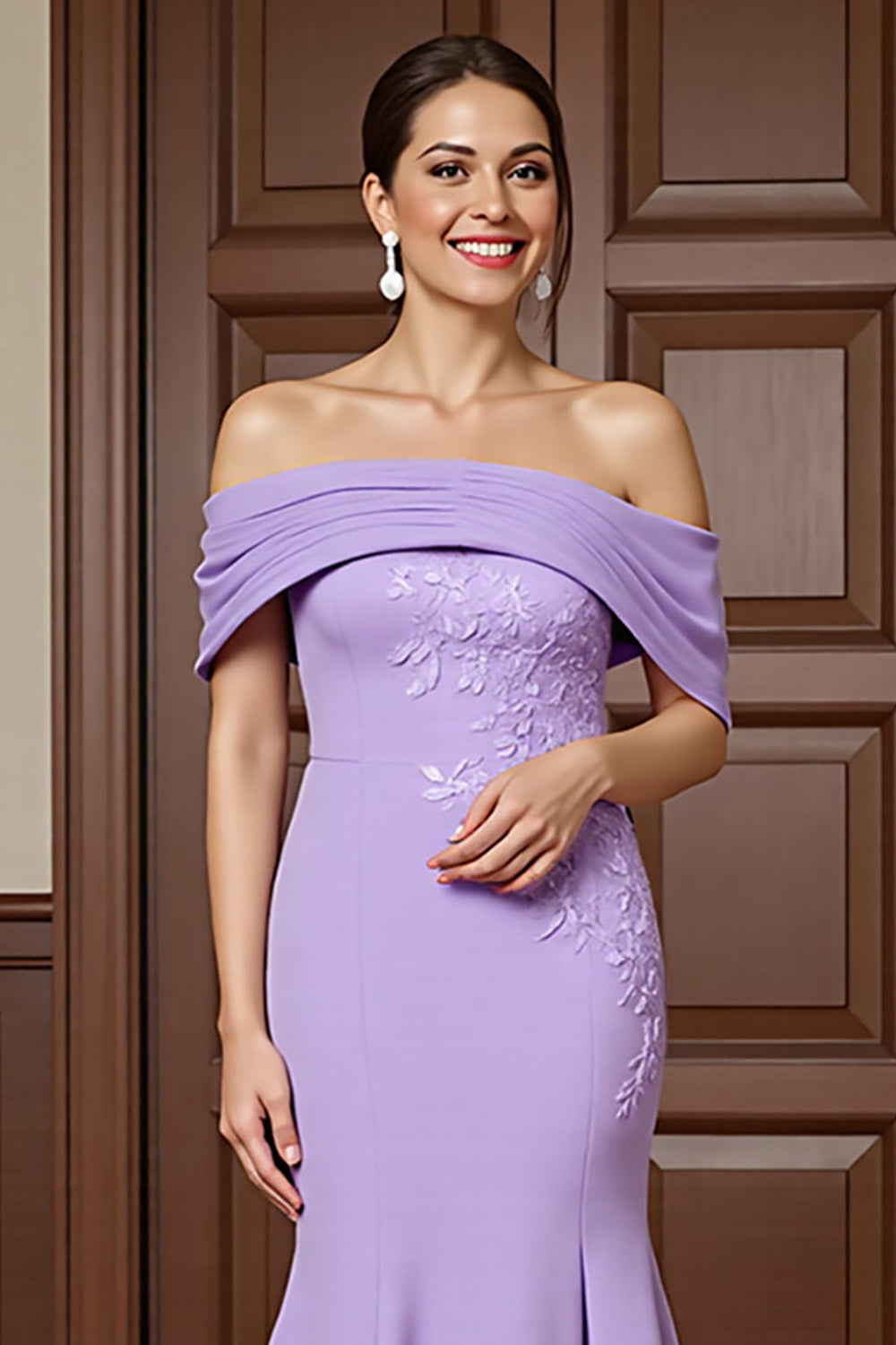 Mermaid Off The Shoulder Appliqued Lilac Formal Dress