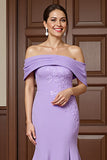 Mermaid Off The Shoulder Appliqued Lilac Formal Dress