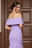 Mermaid Off The Shoulder Appliqued Lilac Formal Dress