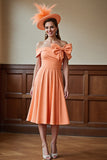 Off The Shoulder A Line Sunset Midi Mother of the Bride Dress