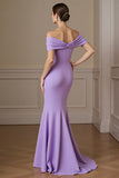Lilac Off The Shoulder Mermaid Ruched Formal Dress