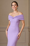 Lilac Off The Shoulder Mermaid Ruched Formal Dress