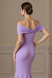 Lilac Off The Shoulder Mermaid Ruched Formal Dress