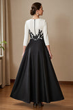 A Line Black Appliqued High-Low Mother Of The Bride Dress
