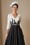 A Line Black Appliqued High-Low Mother Of The Bride Dress