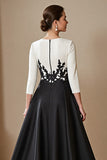 A Line Black Appliqued High-Low Mother Of The Bride Dress
