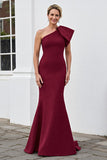 Mermaid Burgundy One Shoulder Long Formal Dress