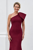 Mermaid Burgundy One Shoulder Long Formal Dress
