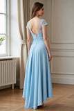 Sky Blue A Line Chiffon Appliqued Mother of the Bride Dress