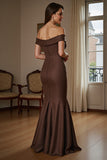 Mermaid Off The Shoulder Brown Formal Dress
