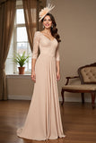 Apricot A Line Appliqued Mother Of The Bride Dress