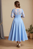 Sky Blue A Line Appliqued Mother Of The Bride Dress
