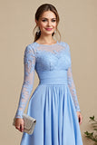 Sky Blue A Line Appliqued Mother Of The Bride Dress