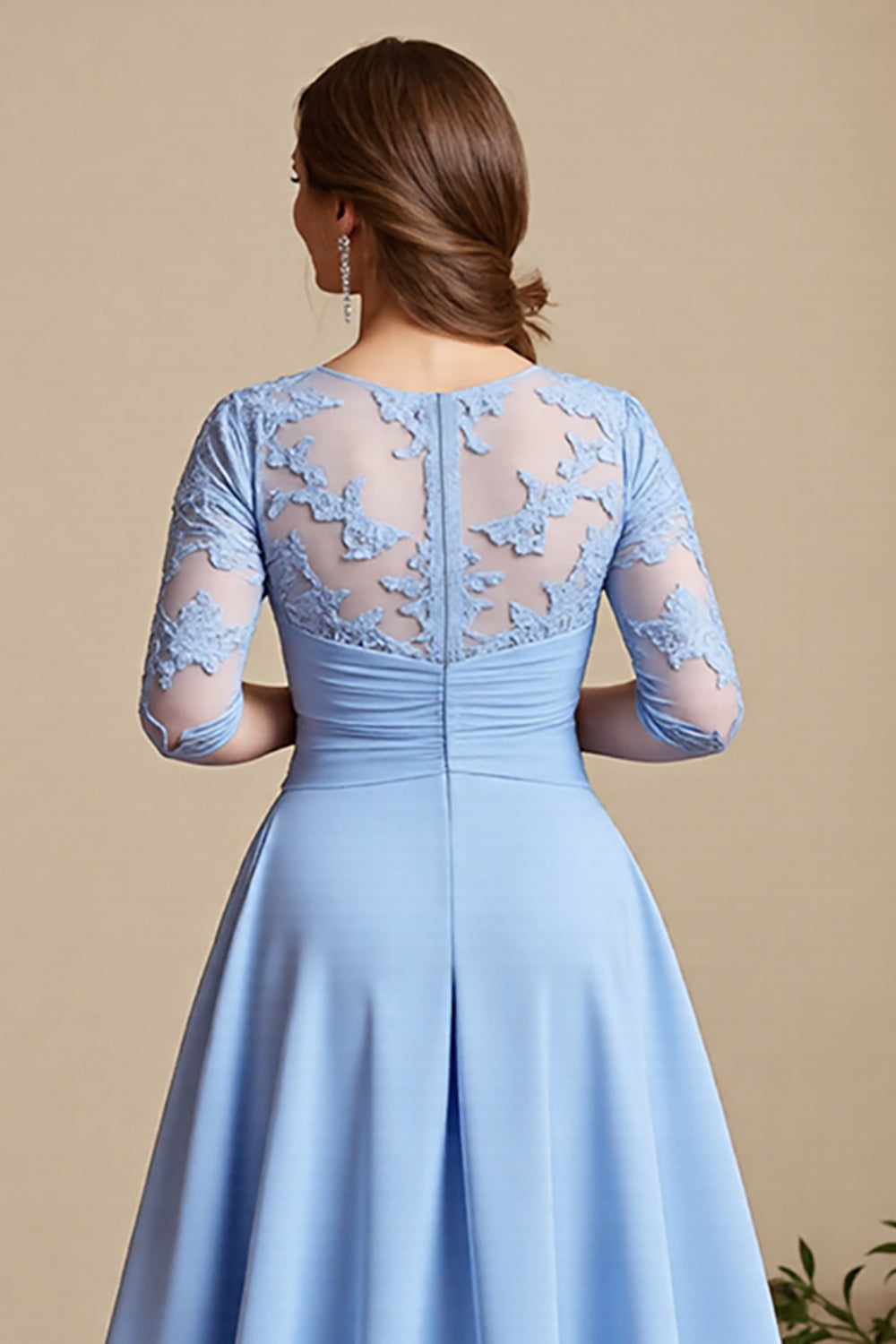 Sky Blue A Line Appliqued Mother Of The Bride Dress