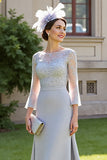A Line Silver Appliqued Mother Of The Bride Dress