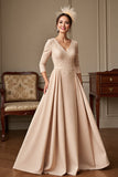 A Line Apricot Appliqued Mother of the Bride Dress