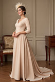 A Line Apricot Appliqued Mother of the Bride Dress