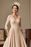 A Line Apricot Appliqued Mother of the Bride Dress