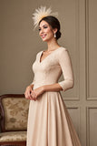 A Line Apricot Appliqued Mother of the Bride Dress
