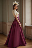 Burgundy A Line Appliqued Mother of the Bride Dress with Slit