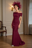 Burgundy Mermaid Off The Shoulder Mother of the Bride Dress