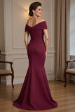 Burgundy Mermaid Off The Shoulder Mother of the Bride Dress