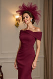 Burgundy Mermaid Off The Shoulder Mother of the Bride Dress